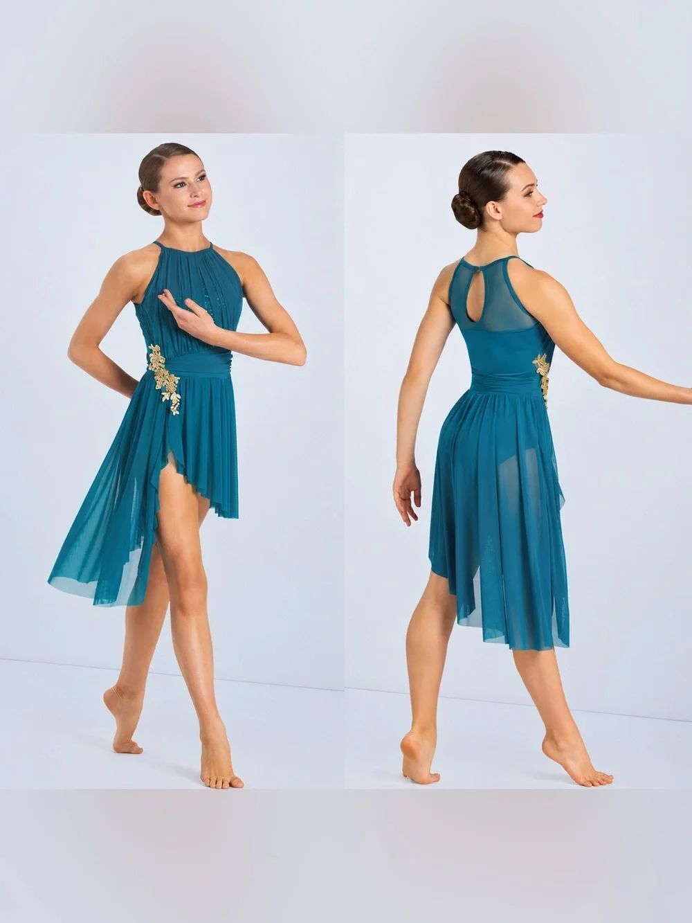 WEISSMAN Dance Costume dress lyrical teal aqua blue 10,000 MILES 13171 SA adult
